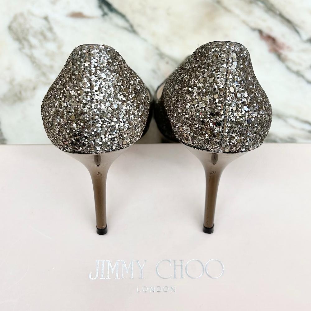 Jimmy Choo light bronze glitter heels ~ sz 37