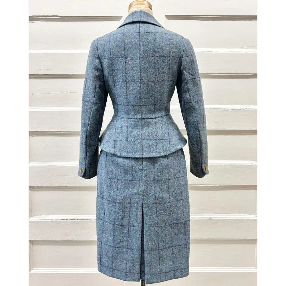 Vivienne Westwood 1990's blue wool tweed skirt suit