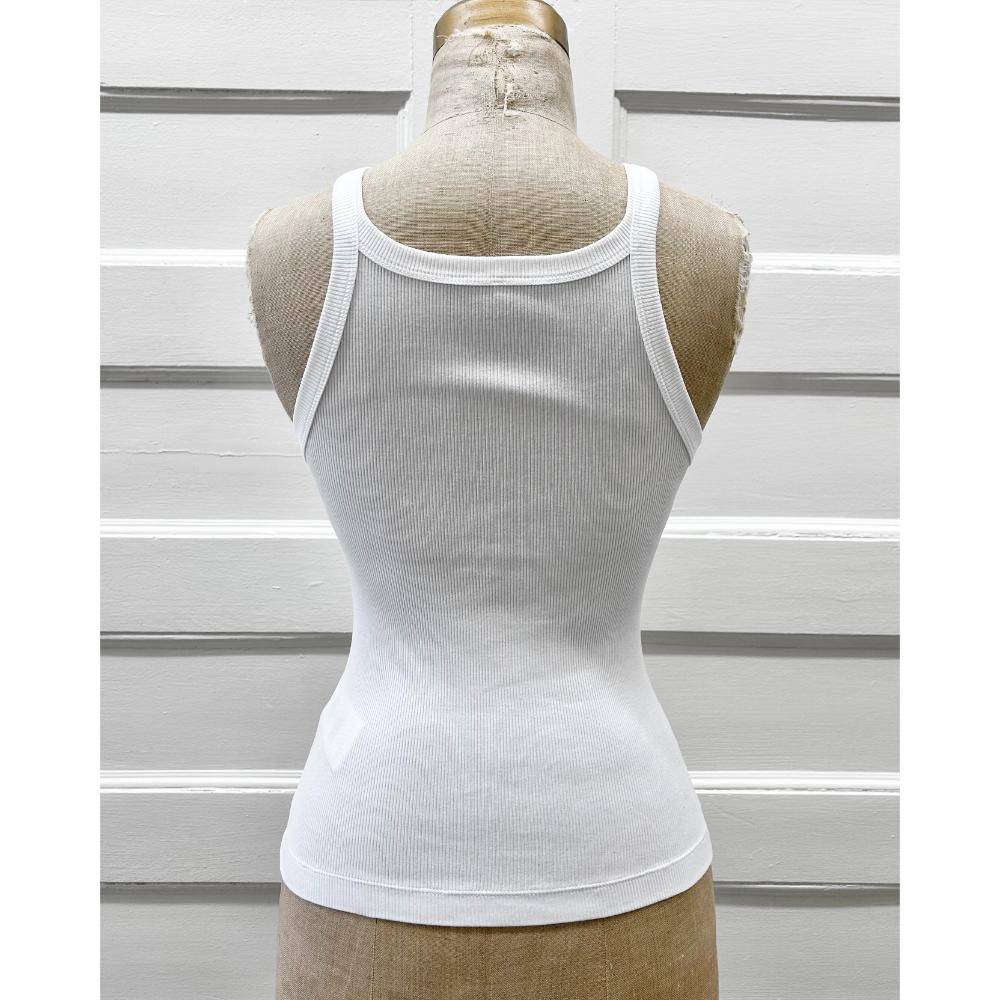 Fendi white cotton ribbed tank top