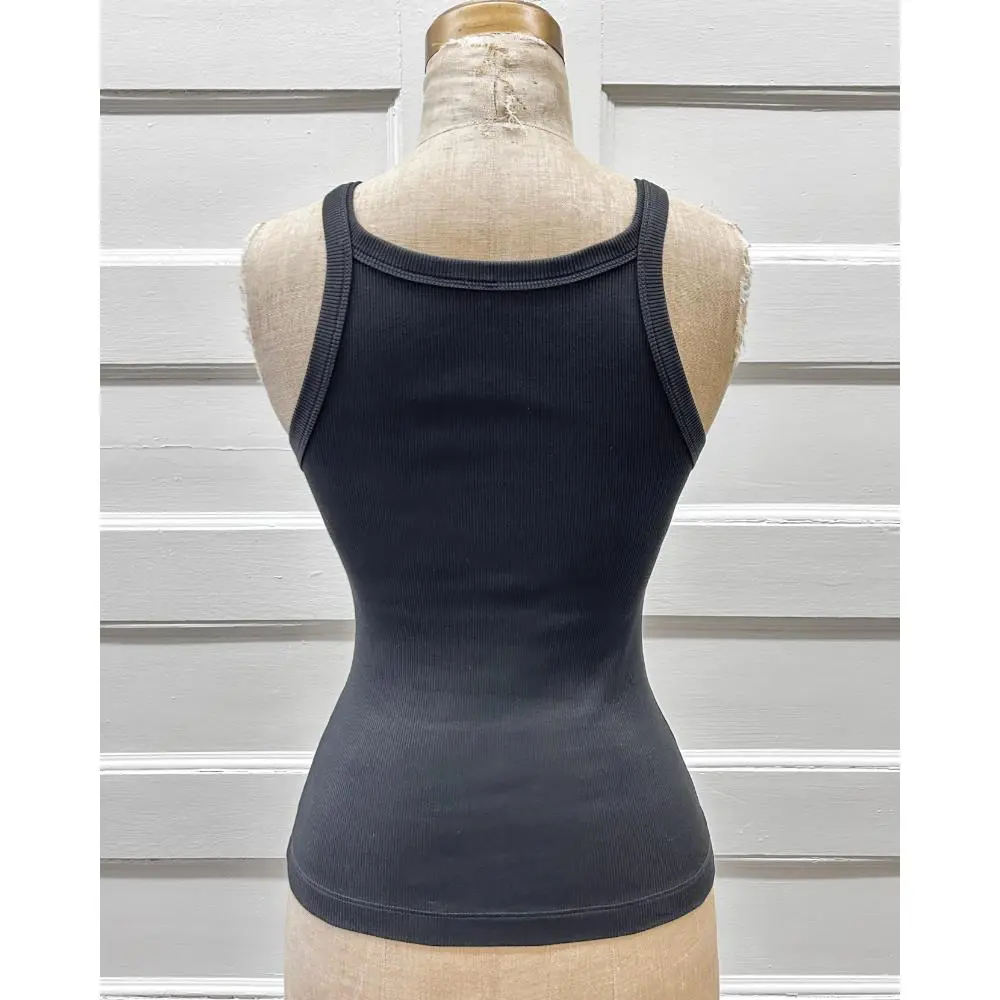 Fendi black cotton ribbed tank top