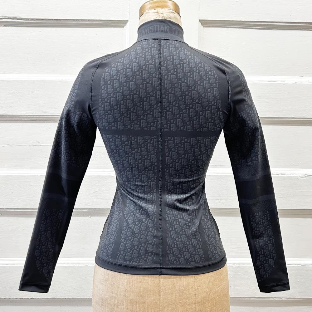 Dior black Oblique pattern half zip top