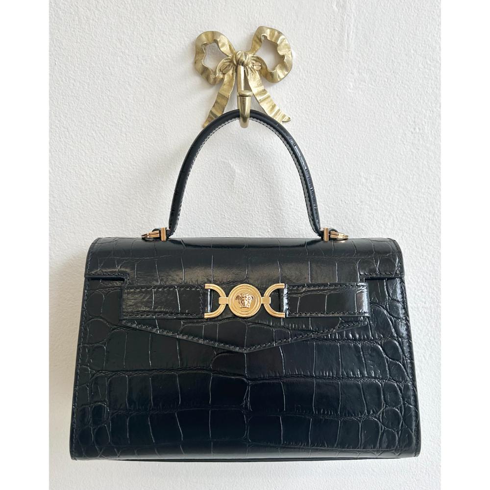 Versace croc effect Medusa '95 medium bag in black