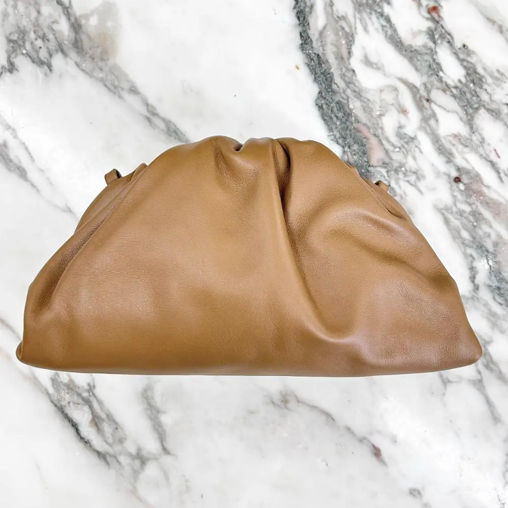 Bottega Veneta mini pouch shoulder bag/clutch in caramel calfskin