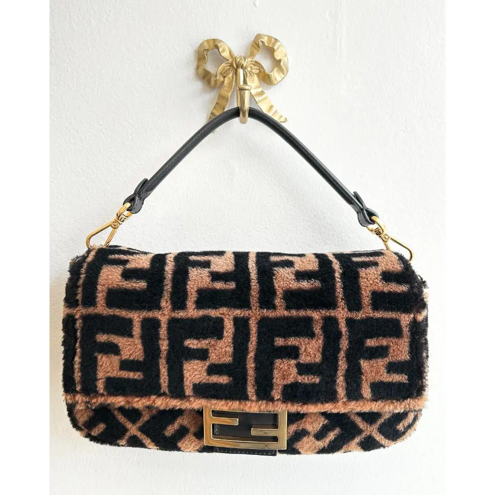 Fendi medium baguette bag in Zucca print sheep skin