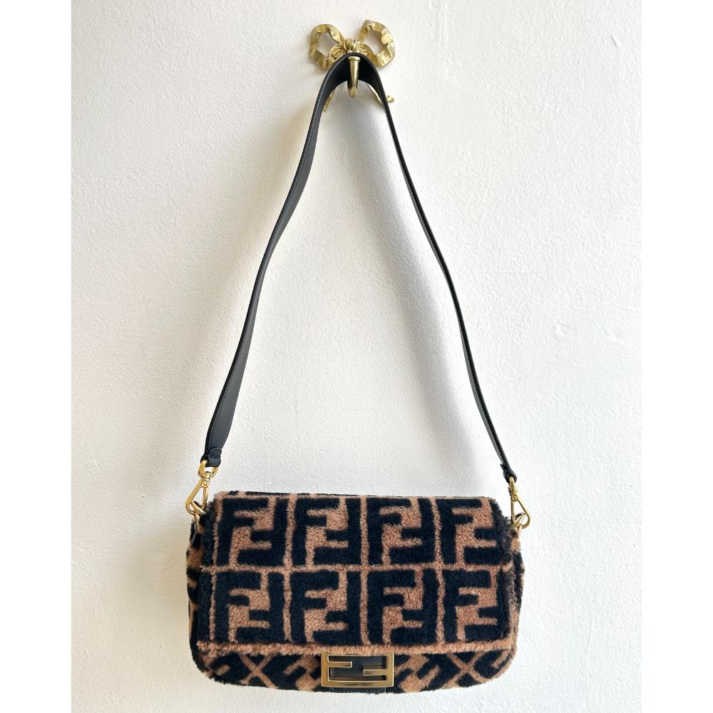 Fendi medium baguette bag in Zucca print sheep skin