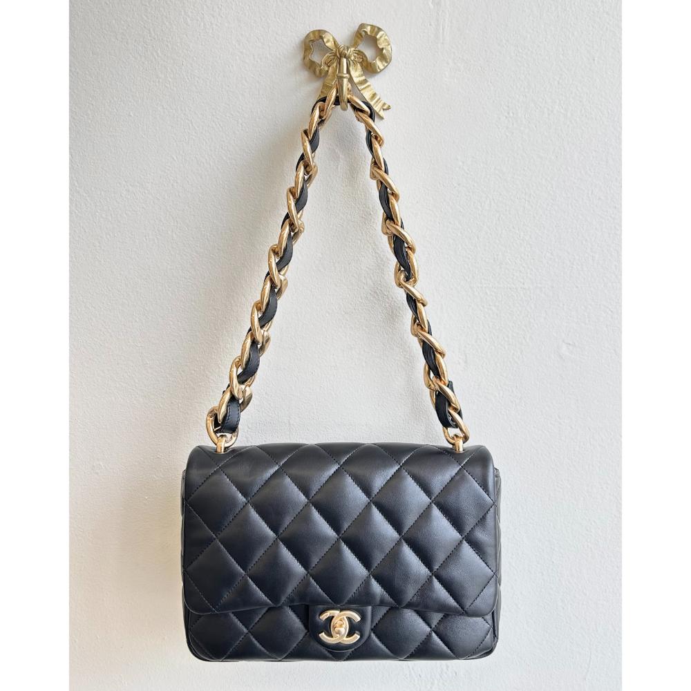 Chanel 2022 large Funky Town flap bag in black lambskin