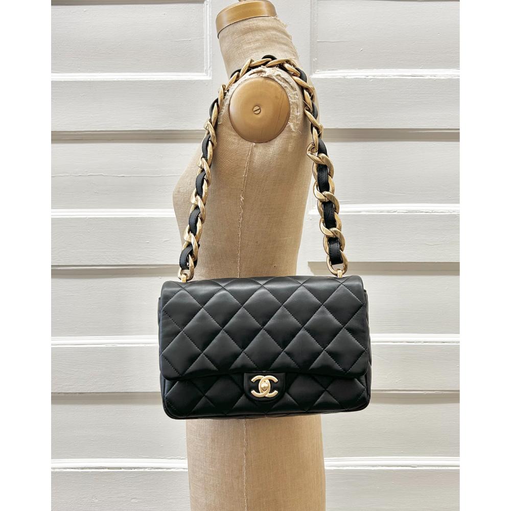 Chanel 2022 large Funky Town flap bag in black lambskin