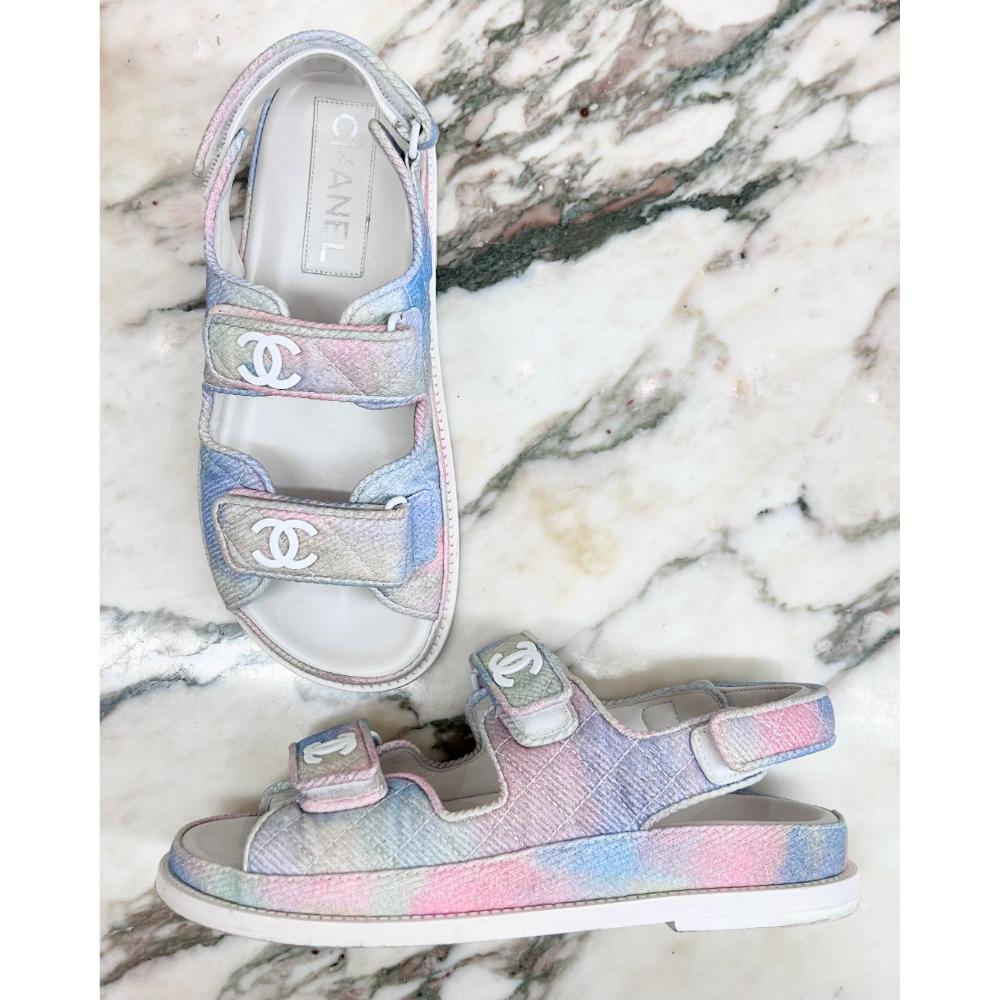 Chanel dad sandals in pastel denim ~ sz 37