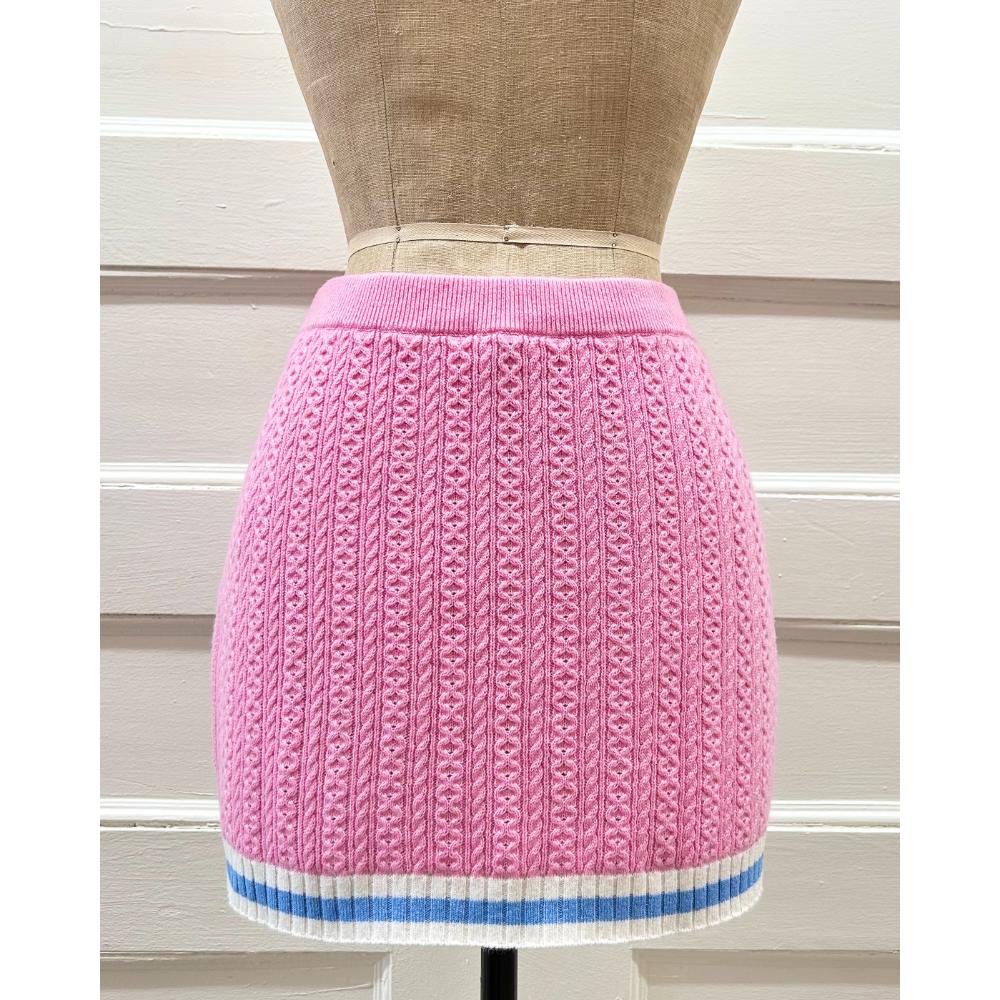 Chanel 2023 pink cable knit mini skirt