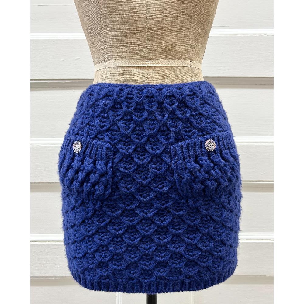 Chanel 2022 indigo wool knit mini skirt